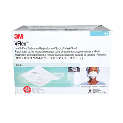 3M Canada Vflex 1804S Box of 50 N95 healthcare surgical respirator masks