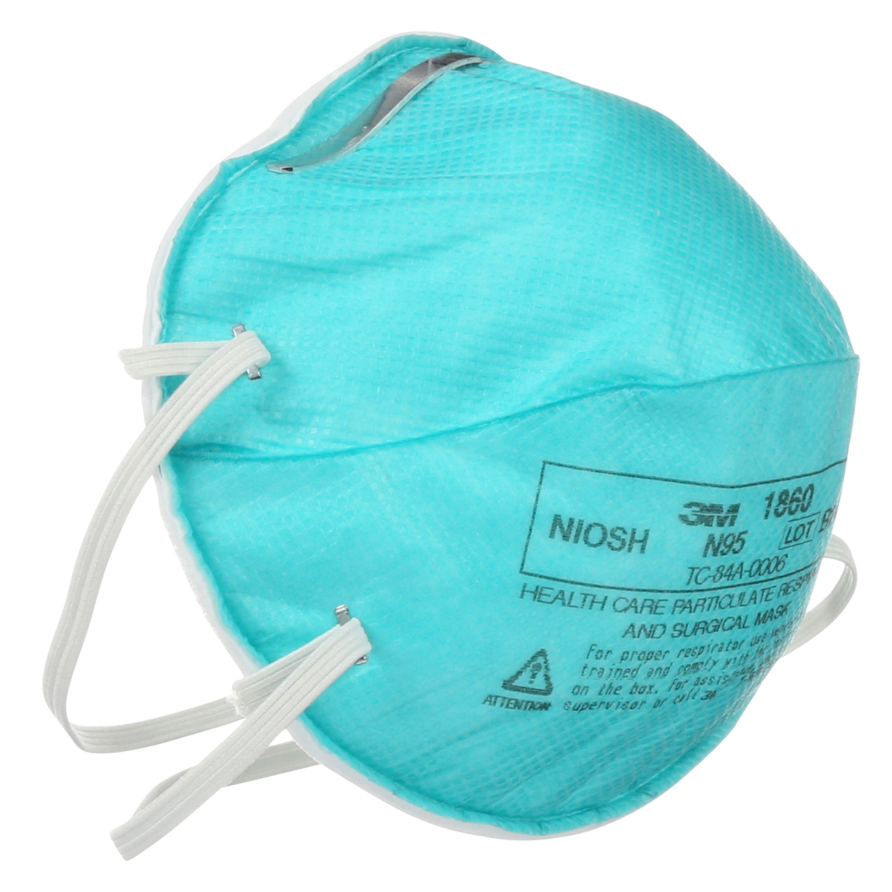 3M Canada 1860 NIOSH N95 Blue Teal Cup Surgical Respirator Front view