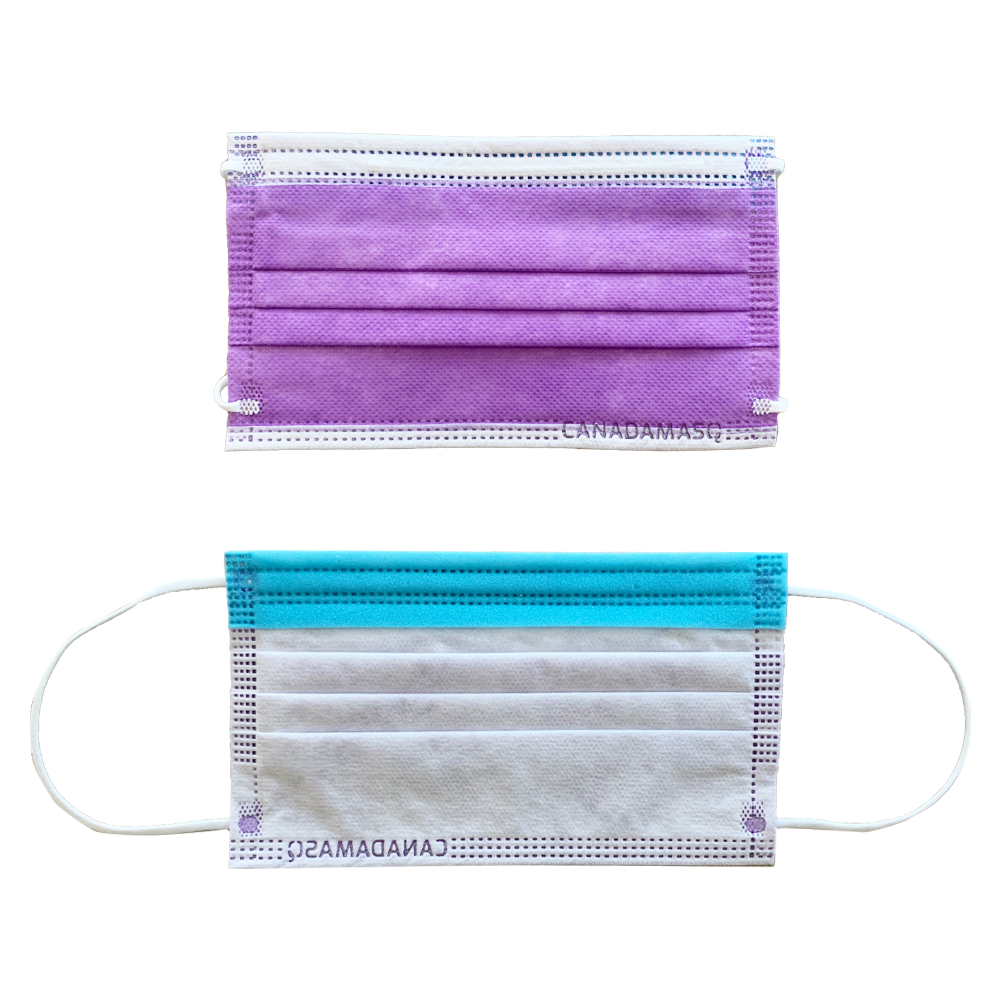Lavender Purple Face Mask: Anti-Fog Level 3 Disposable Healthcare Procedure - ASTM F2100 - Made in Canada