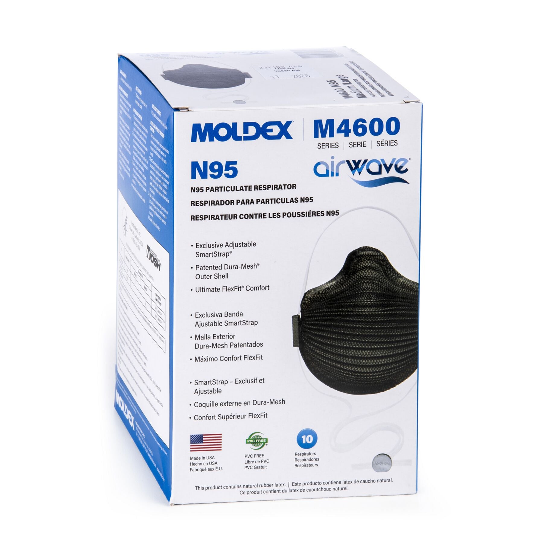 Moldex M4601 Airwave (Small) Black NIOSH N95 Respirator Mask - Made in USA