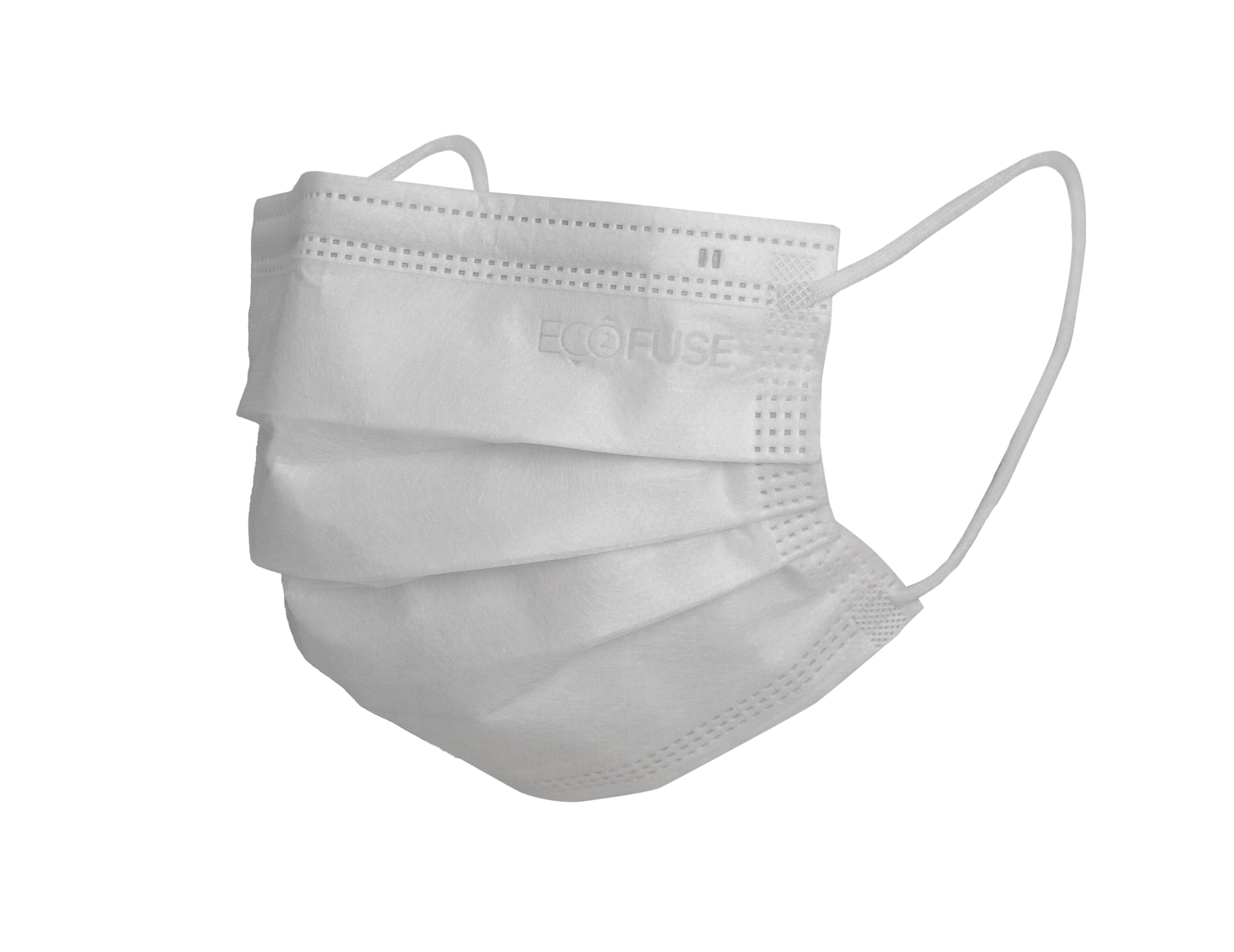 White compostable plant based mask Viraloc ecofuse ASTM level 3 made in Canada Strong