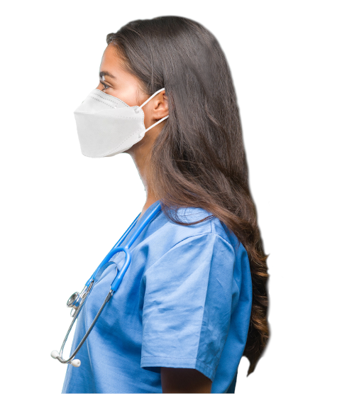 Female medical professional wearing FN-N95-510 respirator mask