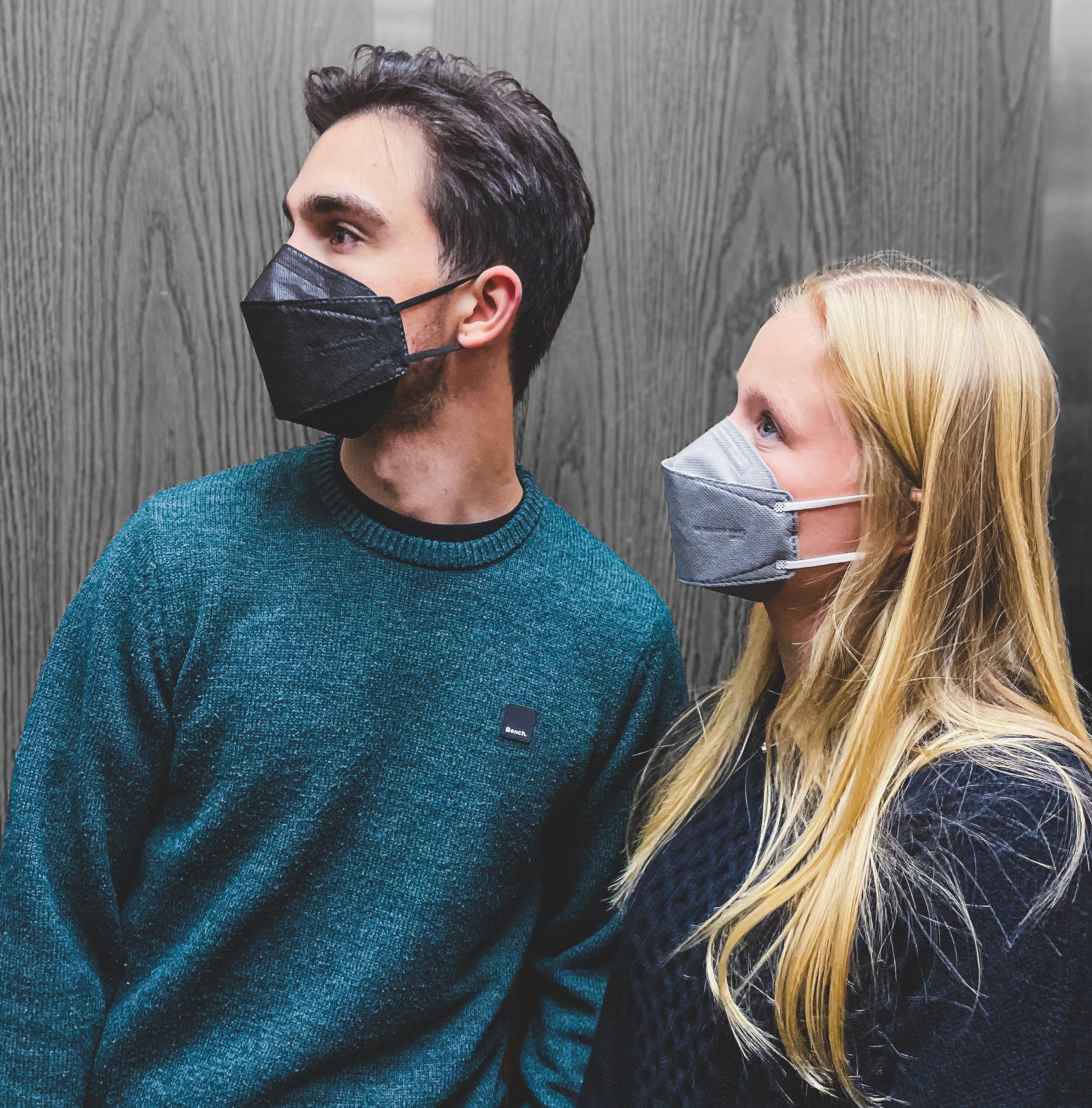 Man and woman wearing Canadian Breatheteq KN95 masks in office - Made in Canada Strong