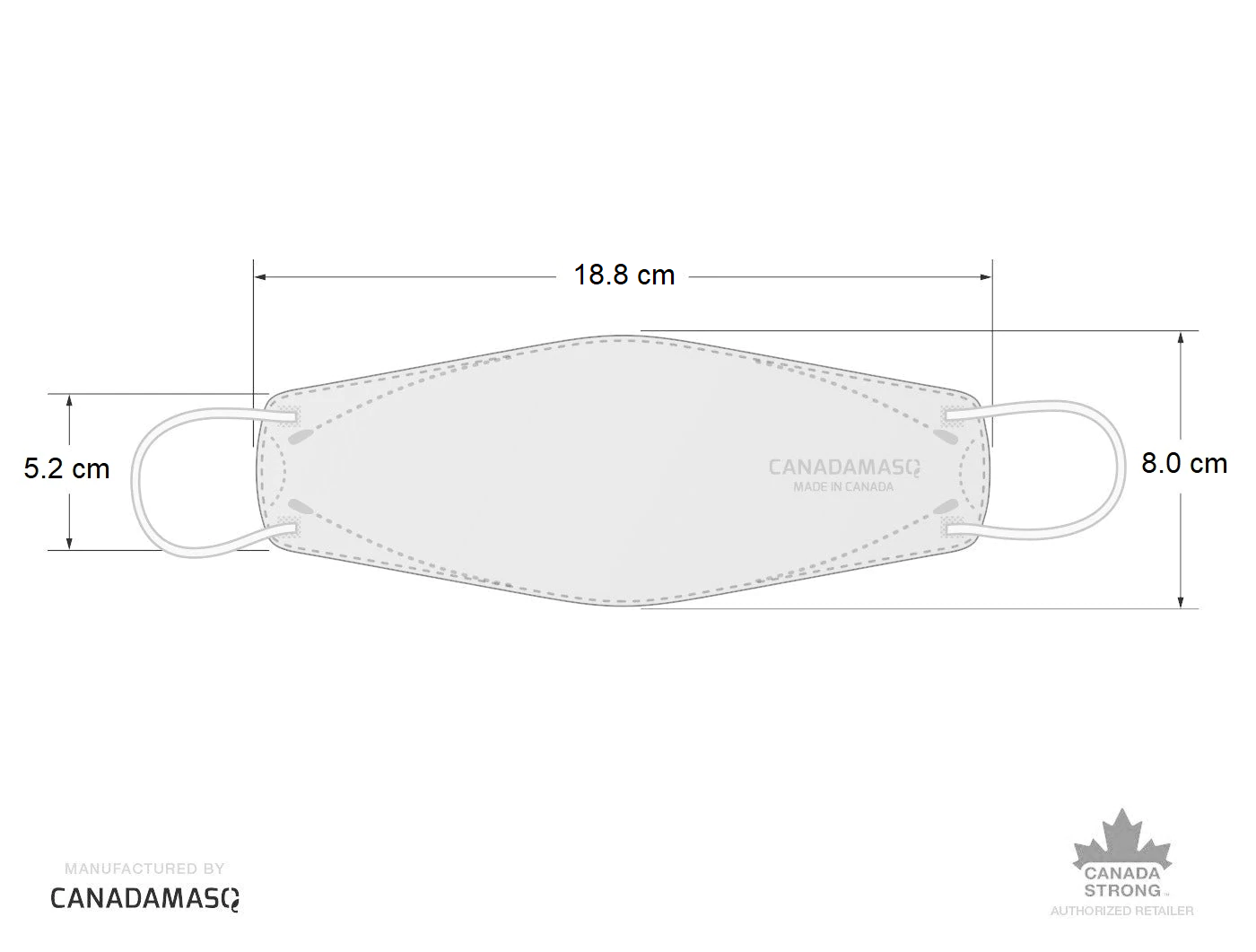 Canada Masq CA-N95 Small White mask dimensions