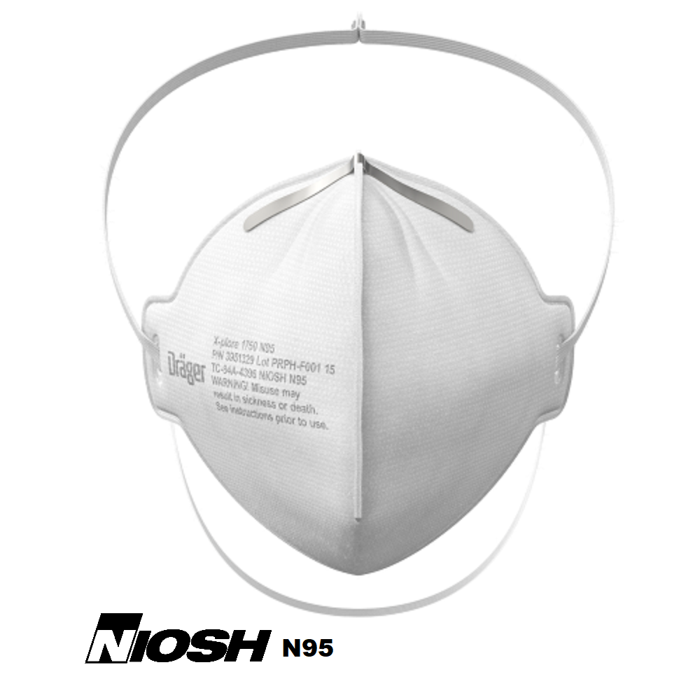 Draeger NIOSH N95 respirator mask front view made in USA