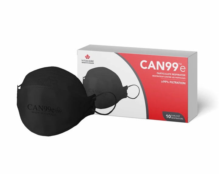 Vitacore CAN99e Black earloop respirator mask at Canada Strong Masks